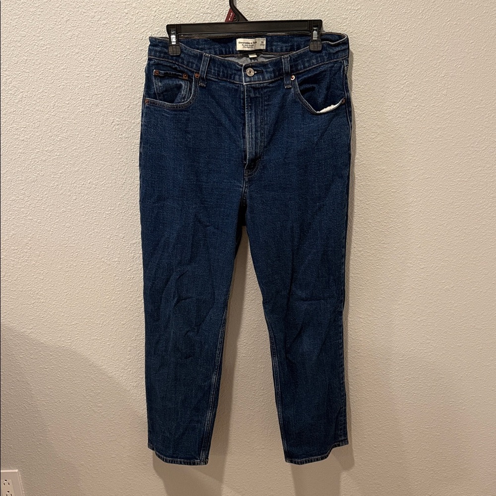 Abercrombie & Fitch Women's The Ankle Straight Ultra High Rise Dark Blue Jeans